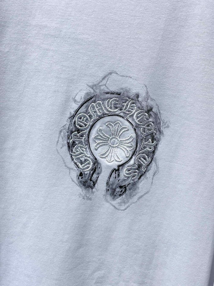 Horseshoe Sanskrit Cross Heavy Embroidery Long Sleeve Tee 2 colors 29533467