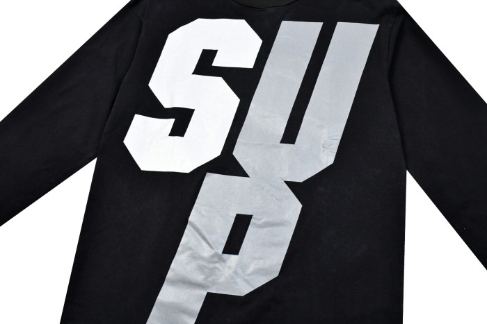 1:1 quality version Reflective Letter Washed Loose Crew Neck Long Sleeve T-Shirt 29533444