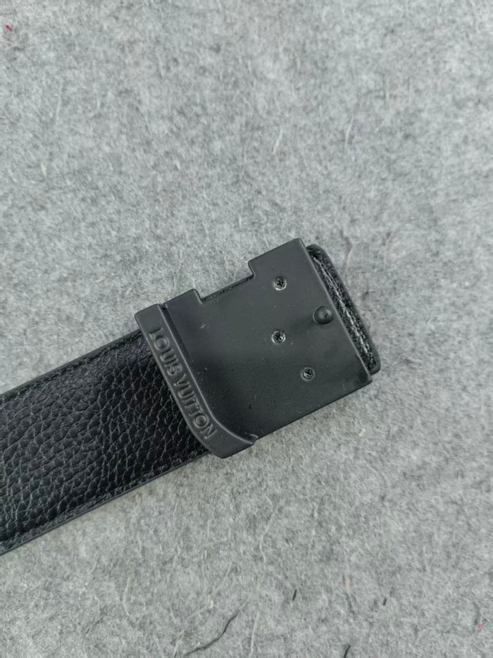 Black Button Embossed Leather Belt【Width 3.5 cm】28549007