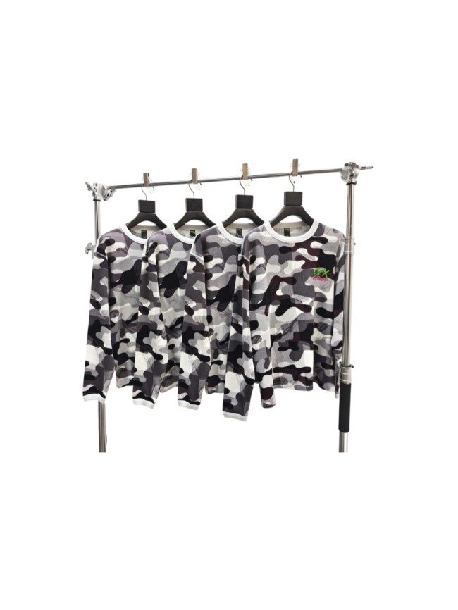 1:1 quality version White Grey Black Camouflage Mesh Waffle Long Sleeve Tee 29533002