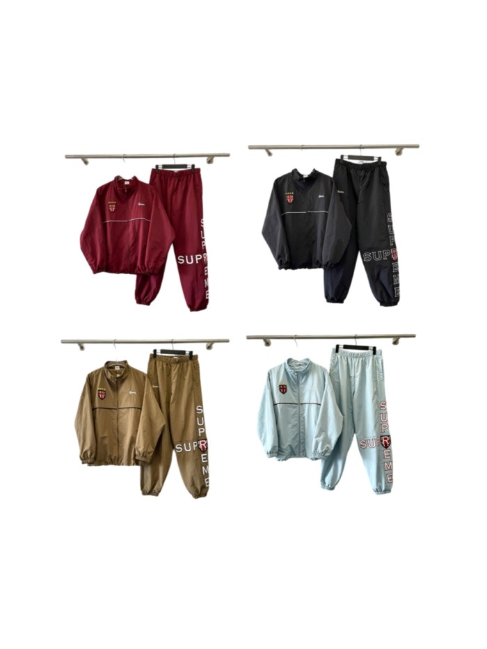 Stand Collar Chest Four Star Shield Back Cross Letter Nylon Jacket & Pants Set 4 colors 29532887