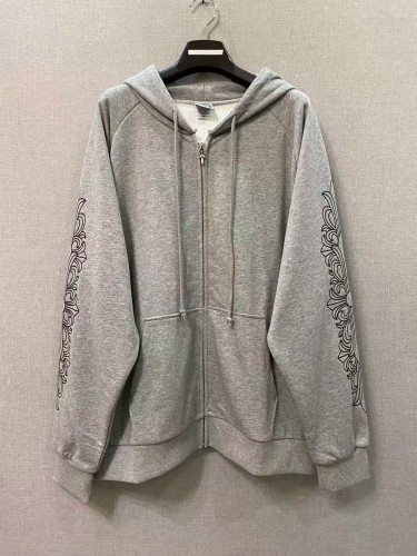 1:1 quality version Sleeve Scroll Pattern Back Large Horseshoe Sanskrit Zip Hoodie 29533355