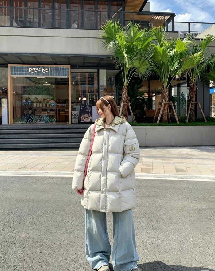1:1 quality version Turn Down Collar Detachable Hood Mid Length Unisex Down Jacket 2 colors 29535584