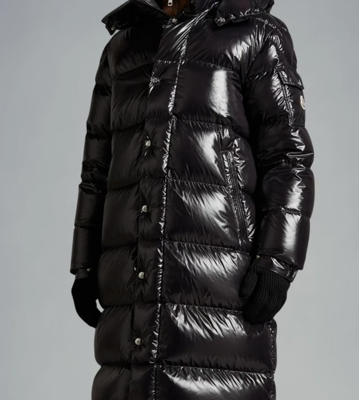 1:1 quality version Stand Collar Detachable Hood Shiny Long Unisex Down Jacket 29535624