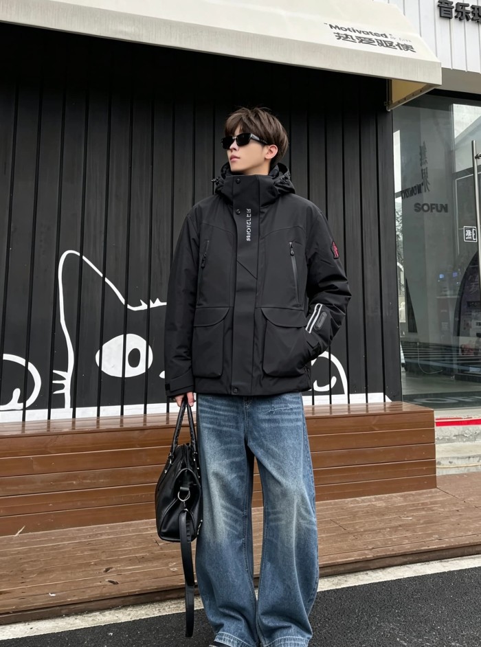 1:1 quality version Multi Pocket Velcro Hooded Cargo Down Jacket 2 colors 29535576
