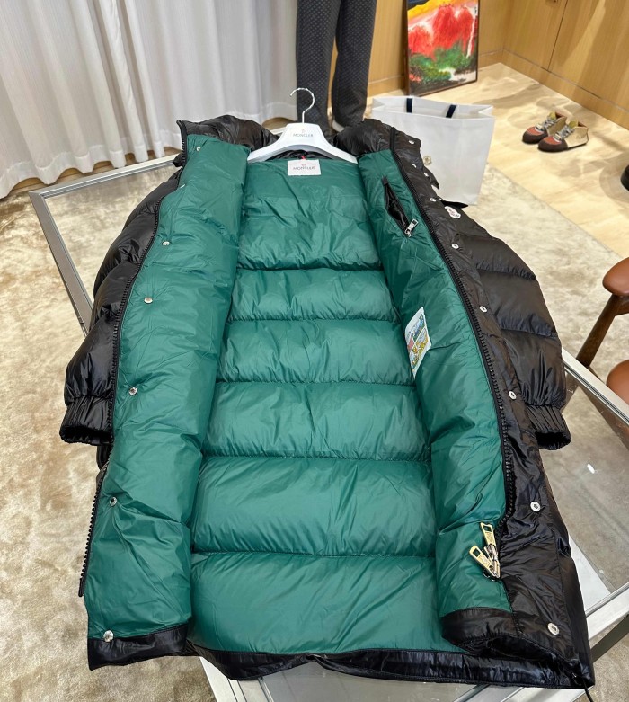1:1 quality version Stand Collar Detachable Hood Shiny Long Unisex Down Jacket 29535624
