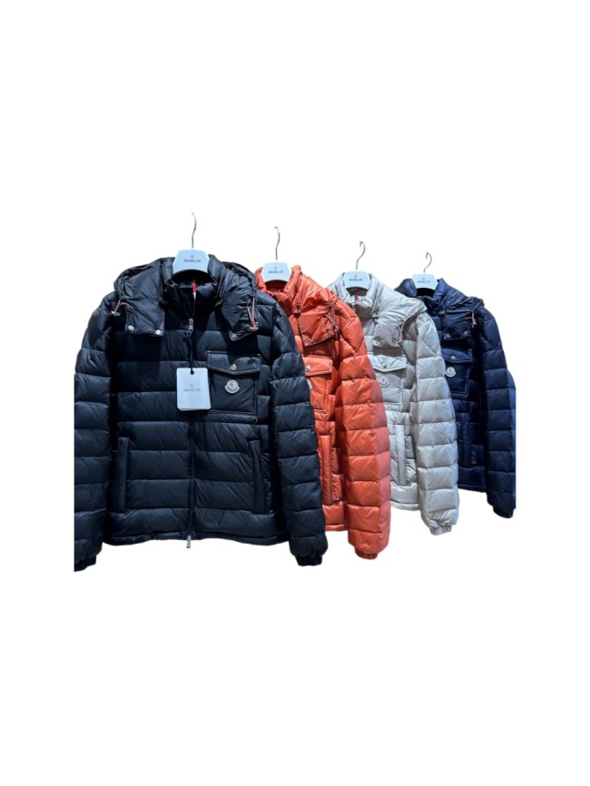 1:1 quality version Shiny Nylon Pocket Logo Detachable Hooded Down Jacket 4 colors 29535440