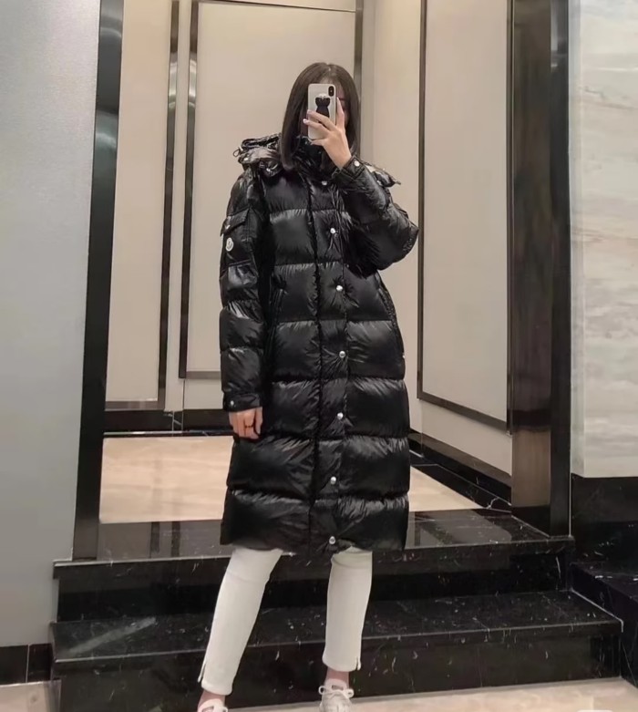 1:1 quality version Stand Collar Detachable Hood Shiny Long Unisex Down Jacket 29535624