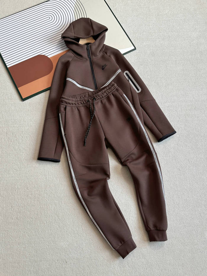 Reflective Stripe With Letter Simple Casual Knit Tracksuit Hoodie & Pants Set 3 colors 29542589