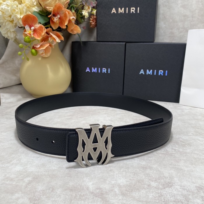 1:1 quality version Pebbled Smooth Leather MA Thorn Logo Buckle Belt 2 colors【Width 3.8 cm】29543488