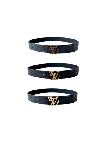 1:1 quality version LV Logo Buckle Strap Litchi Grain Embossed Belt 【Width 4.0 cm】3 colors 29543288