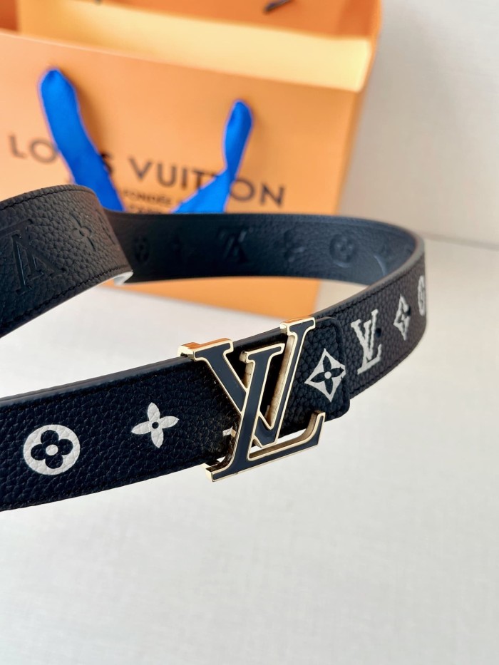 1:1 quality version LV Buckle Monogram Embossed Reversible Litchi Grain Belt 【Width 4.0 cm】2 colors 29543299