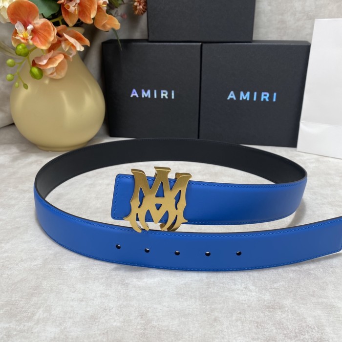 1:1 quality version Smooth Leather Gold MA Buckle Reversible Belt 2 colors【Width 3.8 cm】29543644