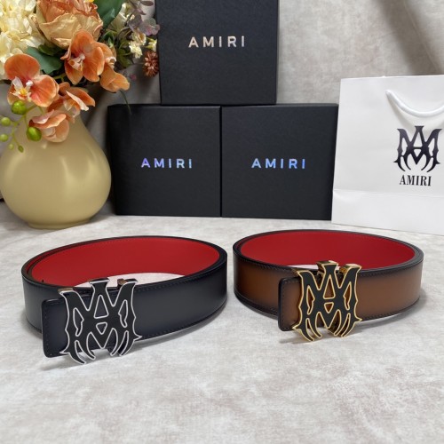 1:1 quality version Gradient Red Lining Enamel MA Logo Buckle Smooth Belt 2 colors【Width 3.8 cm】29543565