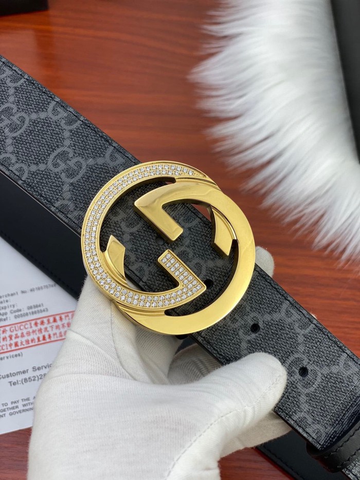 1:1 quality version Monogram Crystal Interlocking G Buckle Reversible Belt【Width 3.8cm】2 colors 29543321