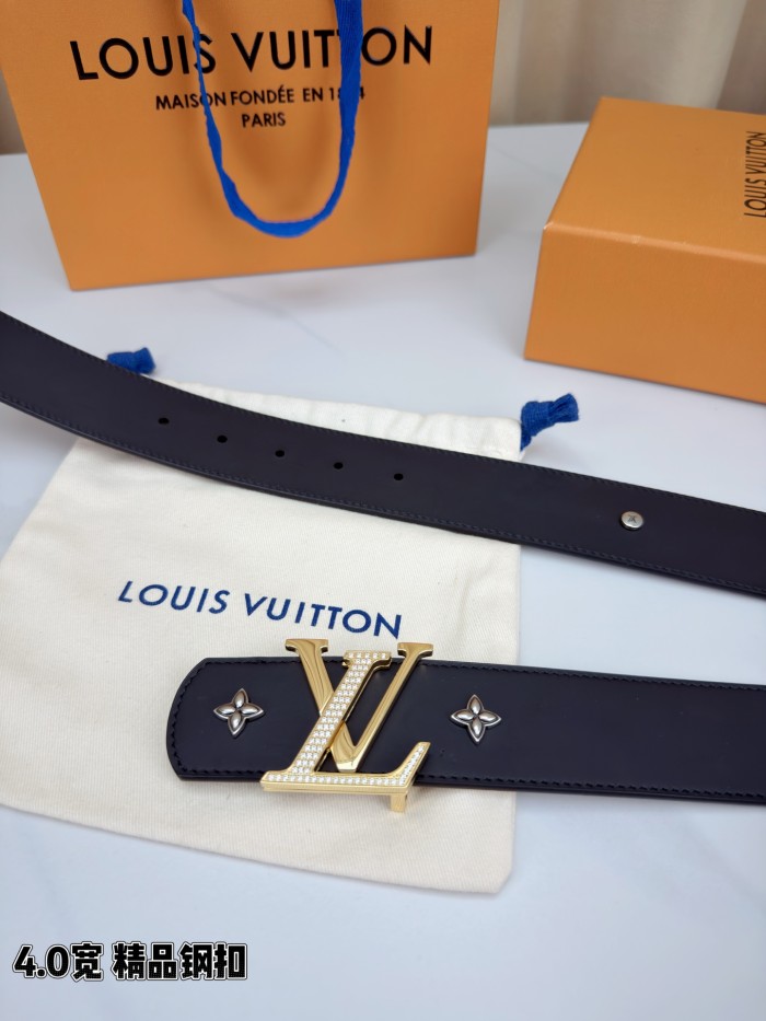 1:1 quality version LV Buckle Monogram Floral Rivet Reversible Belt 【Width 4.0 cm】2 colors 29543315