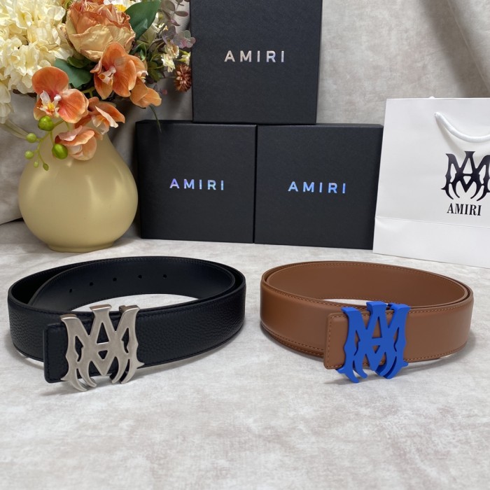 1:1 quality version Pebbled Smooth Leather MA Thorn Logo Buckle Belt 2 colors【Width 3.8 cm】29543488