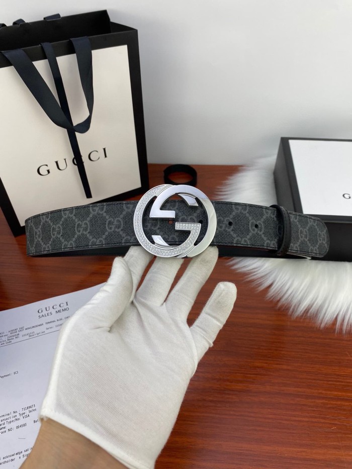 1:1 quality version Monogram Crystal Interlocking G Buckle Reversible Belt【Width 3.8cm】2 colors 29543321