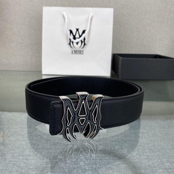 1:1 quality version AM Thorn Logo Buckle Smooth Leather Belt 2 colors【Width 3.8 cm】29543190