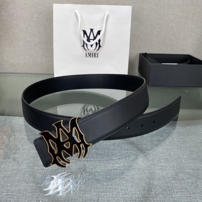 1:1 quality version AM Thorn Logo Buckle Smooth Leather Belt 2 colors【Width 3.8 cm】29543190