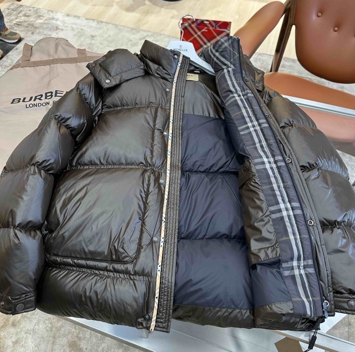 1:1 quality version Woven Label Shiny Hooded Big Square Quilted Down Jacket 2 colors 29547875