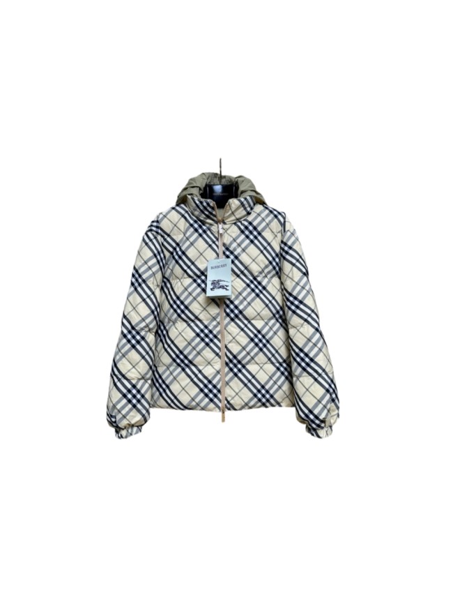 1:1 quality version Reversible Plaid Stand Collar Detachable Hood Down Jacket 29547932