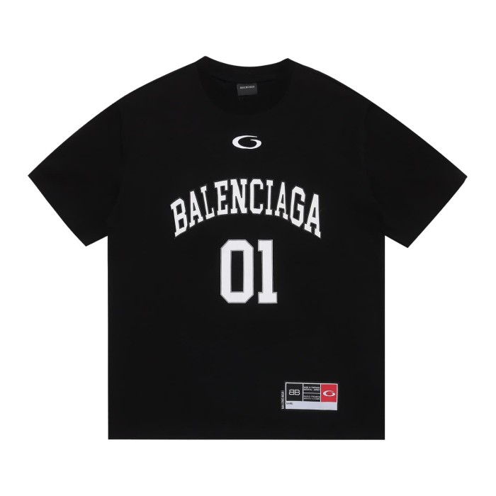 [50% Off]Balenciaga American letter plaid fabric applique embroidery couple leisure tee