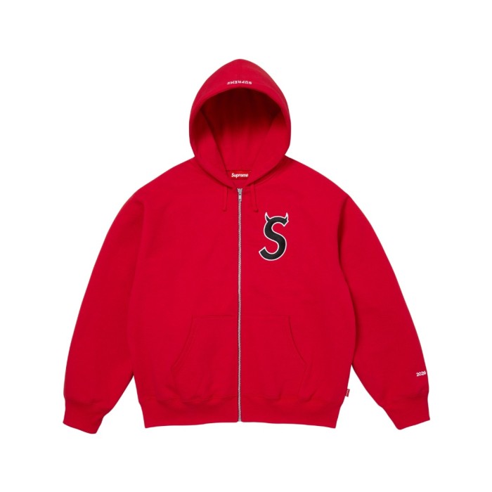 Chest Devil S Embroidery Cotton Brushed Fleece Zip Hoodie 4 colors 29557059