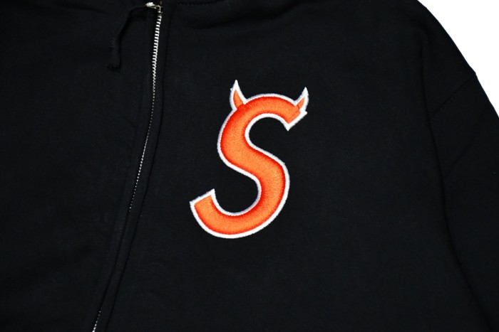 Chest Devil S Embroidery Cotton Brushed Fleece Zip Hoodie 4 colors 29557059