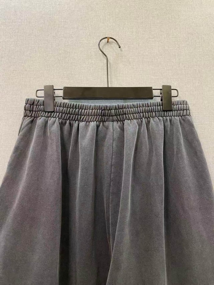 1:1 quality version Washed Side Plant Badge Print Elastic Drawstring Wide Leg Casual Pants 29559005