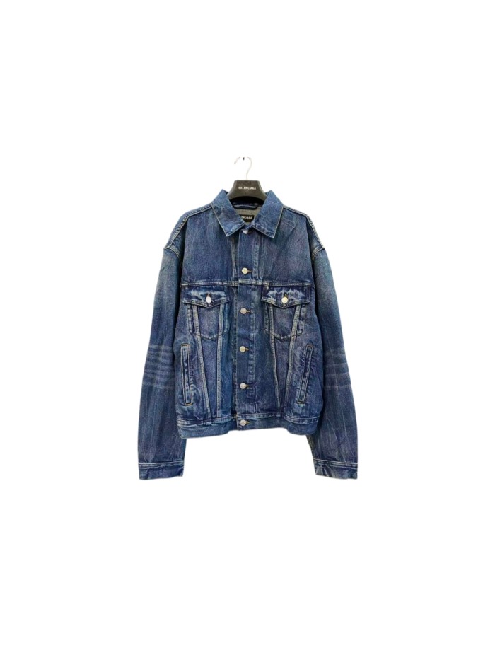 1:1 quality version White Logo Embroidery Letter Lapel Denim Jacket 29558998