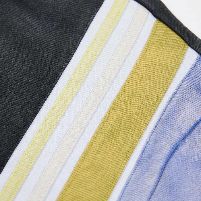 Washed Contrast Stripe Gradient Sleeve Varsity Patch Letter Tee 29557248