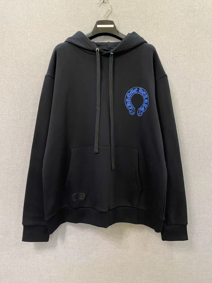 1:1 quality version Blue Horseshoe Logo Embroidered Back Floral Sleeve Hoodie 29563669