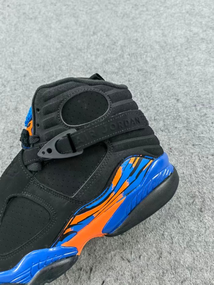 [plus-size shoes] Air @j8 Black Blue Orange Strap High Top Air Cushion Retro Basketball Sneakers 29461449