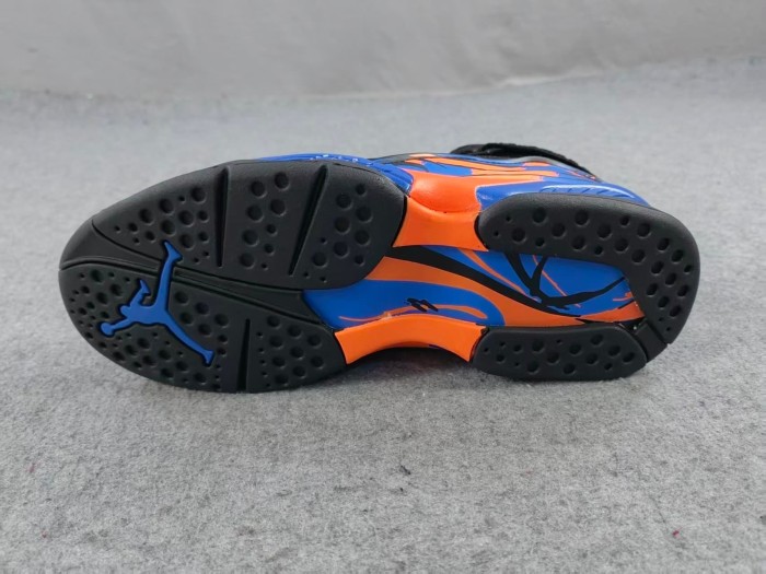 [plus-size shoes] Air @j8 Black Blue Orange Strap High Top Air Cushion Retro Basketball Sneakers 29461449