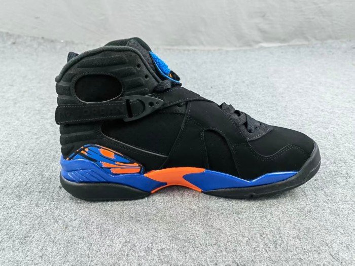 [plus-size shoes] Air @j8 Black Blue Orange Strap High Top Air Cushion Retro Basketball Sneakers 29461449