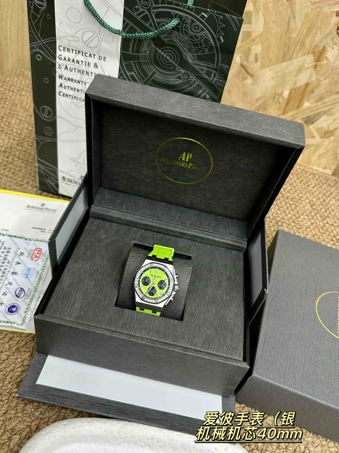 Octagonal Bezel Fluorescent Green Rubber Strap Mechanical Movement Men's Watch【Dial diameter：40mm 】29569691