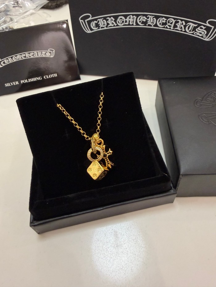 Dice Pendant Black Rhinestone Cross Pendant Gold Plated Necklace 29569606