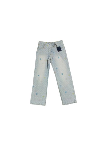 1:1 quality version Floral suede appliquéd jeans 26632947
