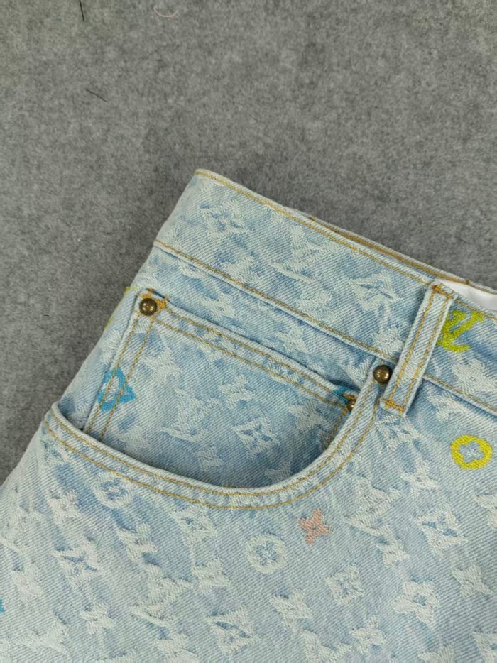 1:1 quality version Floral suede appliquéd jeans 26632947