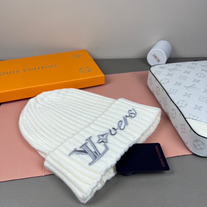 1:1 quality version Letter Flower Text Embroidery Rib Knit Woo Unisex Beanie 4 colors 29569855