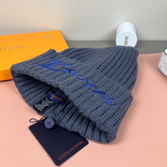 1:1 quality version Letter Flower Text Embroidery Rib Knit Woo Unisex Beanie 4 colors 29569855