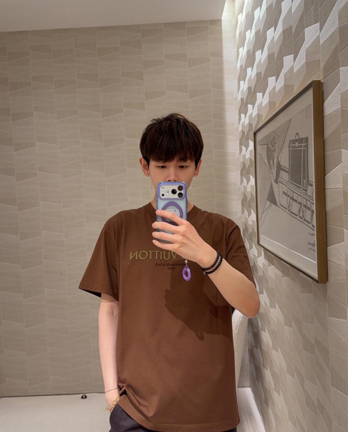 1:1 quality version Layered 3D Embroidery Simple Cotton Crew Neck Tee 29570705