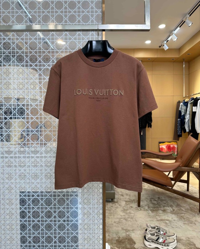 1:1 quality version Layered 3D Embroidery Simple Cotton Crew Neck Tee 29570705
