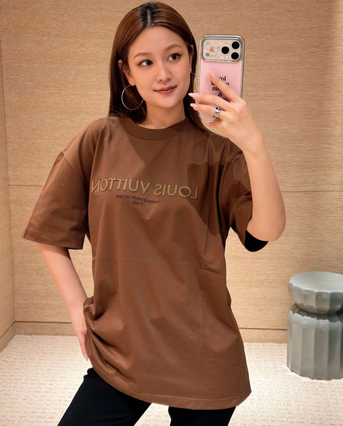 1:1 quality version Layered 3D Embroidery Simple Cotton Crew Neck Tee 29570705