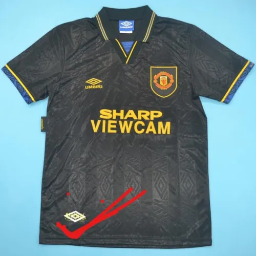 1993-1994 Man Utd Away Black Retro Soccer Jersey