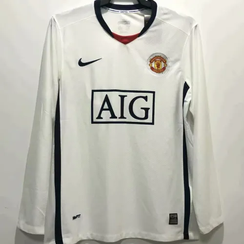2008-2009 Man Utd Away Long Sleeve Retro Soccer Jersey