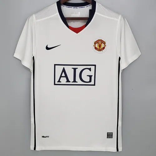2008-2009 Man Utd Away White Retro Soccer Jersey