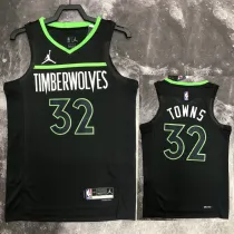 22-23 TIMBERWOLVES TOWNS #32 Black Top Quality Hot Pressing NBA Jersey (Trapeze Edition)