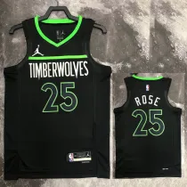 22-23 TIMBERWOLVES ROSE #25 Black Top Quality Hot Pressing NBA Jersey (Trapeze Edition)
